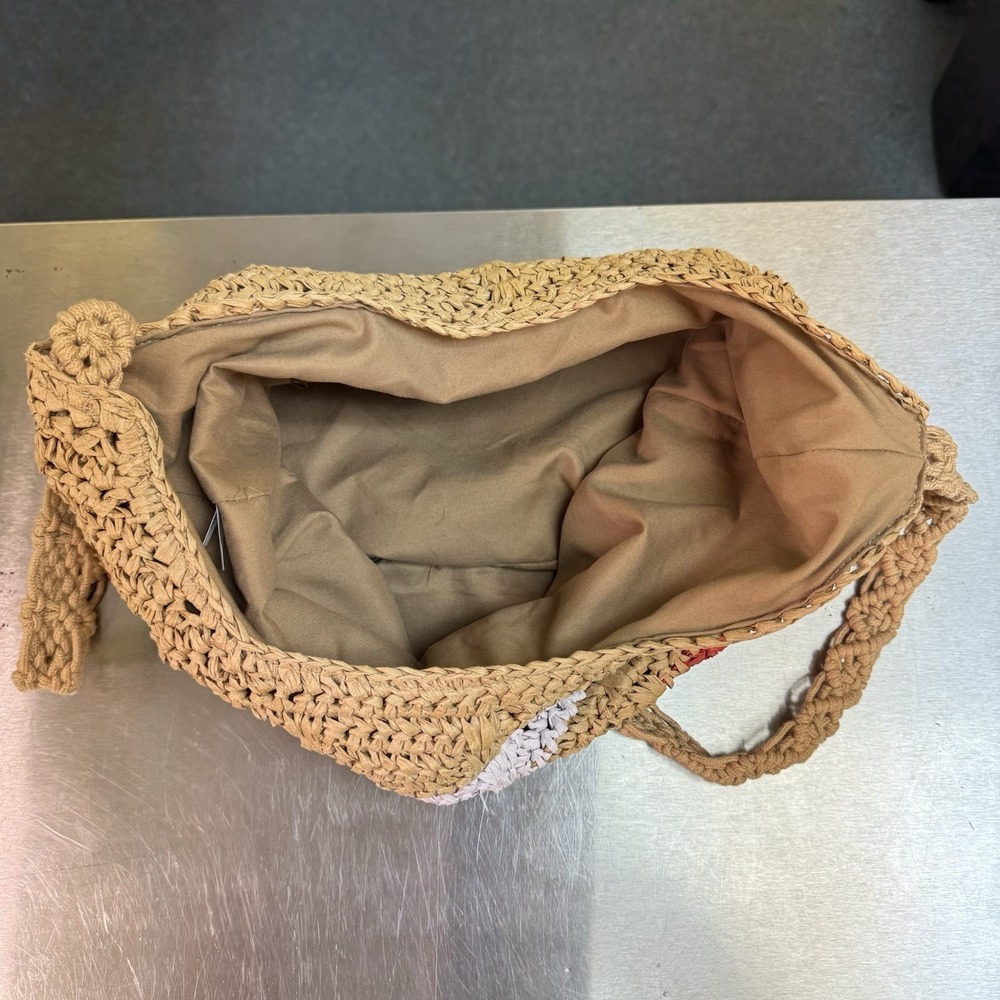 Woven Paper Straw Hobo Tote Bag Boho Colorblock Crochet Beach Summer Purse - Picture 11 of 11